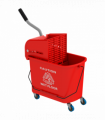 HOMCOM 20L Mop Bucket with Wringer Handle on Wheels for Floor Cleaning Red