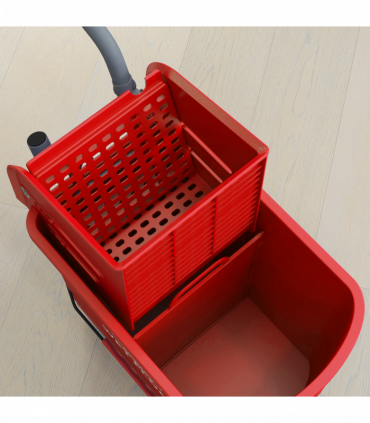 HOMCOM 20L Mop Bucket with Wringer Handle on Wheels for Floor Cleaning Red