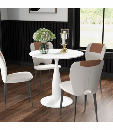 HOMCOM Round Dining Table with Steel Base for Living Room, Dining Room