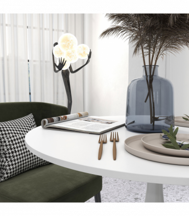 HOMCOM Round Dining Table with Steel Base for Living Room, Dining Room