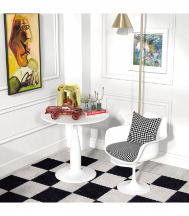 HOMCOM Round Dining Table with Steel Base for Living Room, Dining Room