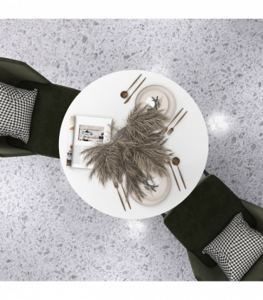 HOMCOM Round Dining Table with Steel Base for Living Room, Dining Room