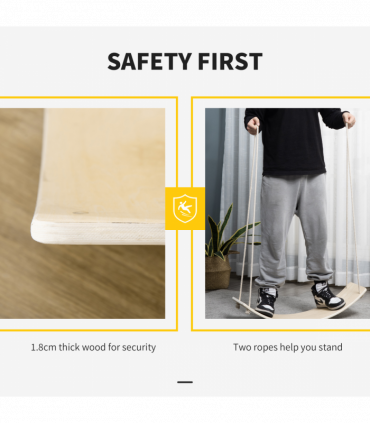 HOMCOM Wood Wobble Board W/ Ropes, Baby Rocker Balance Board for Kids, Adults