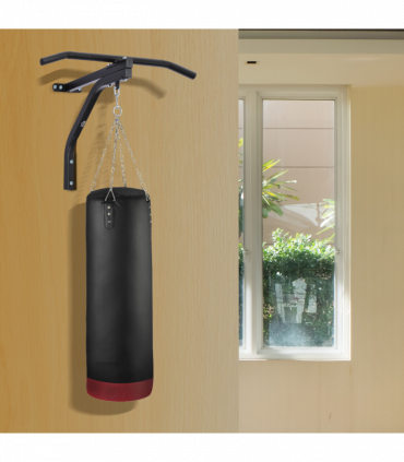 Heavy Punch Bag Hanger Wall Mount Chain Swivel Bracket Bar Steel, Black HOMCOM