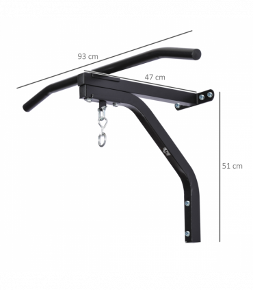 Heavy Punch Bag Hanger Wall Mount Chain Swivel Bracket Bar Steel, Black HOMCOM