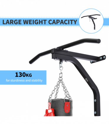Heavy Punch Bag Hanger Wall Mount Chain Swivel Bracket Bar Steel, Black HOMCOM