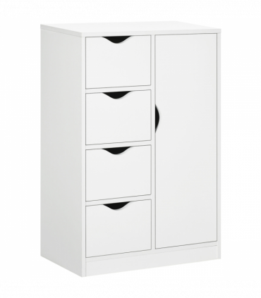Modern Storage Cabinet Organizer with 4 Drawers and 1 Shelf, White