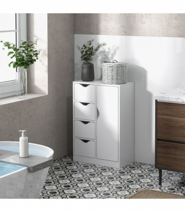 Modern Storage Cabinet Organizer with 4 Drawers and 1 Shelf, White