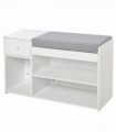 Multi-Storage Shoe Bench Drawer 3 Compartments Cushion Home Boots White