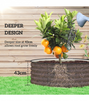 Outsunny Galvanised Planter with Gloves, 120 x 120 x 43cm, Cream White