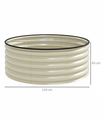 Outsunny Galvanised Planter with Gloves, 120 x 120 x 43cm, Cream White