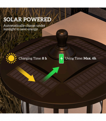 Outsunny LED Outdoor Solar Post Lights, Waterproof IP44, Cool White, 2 Pack