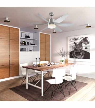 Reversible Ceiling Fan with Light, 3 Blades LED Lighting Remote Silver Fan