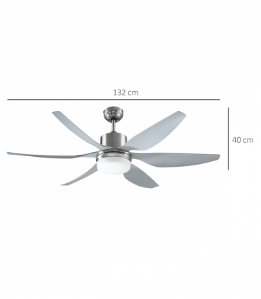 Reversible Ceiling Fan with Light, 3 Blades LED Lighting Remote Silver Fan