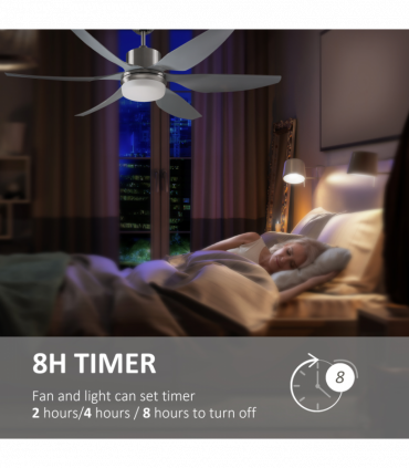 Reversible Ceiling Fan with Light, 3 Blades LED Lighting Remote Silver Fan