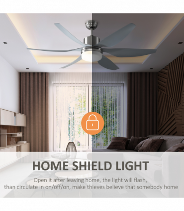 Reversible Ceiling Fan with Light, 3 Blades LED Lighting Remote Silver Fan