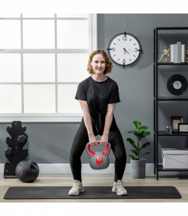 SPORTNOW 14kg Kettle Bell with Handle for Home Gym, Red and Grey