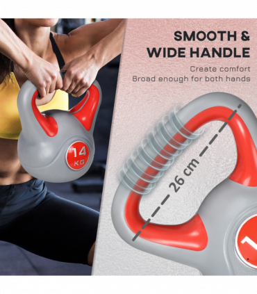 SPORTNOW 14kg Kettle Bell with Handle for Home Gym, Red and Grey