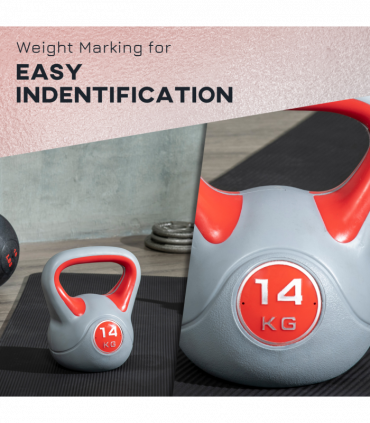 SPORTNOW 14kg Kettle Bell with Handle for Home Gym, Red and Grey