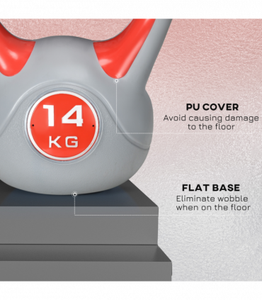 SPORTNOW 14kg Kettle Bell with Handle for Home Gym, Red and Grey