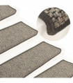 Self-adhesive Stair Mats Sisal-Look 15 pcs 65x25 cm Grey and Beige