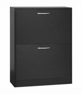 Shoe Cabinet Storage Cupboard 2-Tier Wood 12 Pairs Black