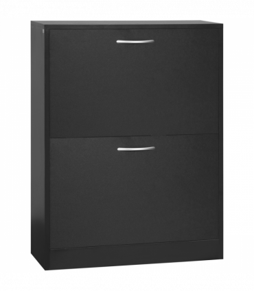 Shoe Cabinet Storage Cupboard 2-Tier Wood 12 Pairs Black