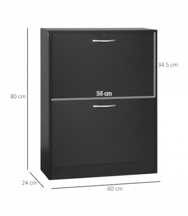 Shoe Cabinet Storage Cupboard 2-Tier Wood 12 Pairs Black