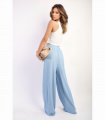 Textured Wide Leg Drawstring Trousers