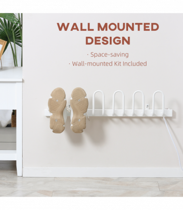 Wall Mounted Electric Shoe Dryer Shoe Warmers for Boots 3 Pairs White HOMCOM