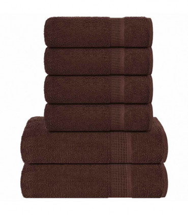 vidaXL 6 Piece Towel Set Brown 360 gsm 100% Cotton