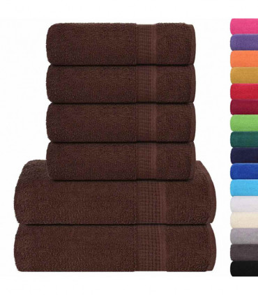 vidaXL 6 Piece Towel Set Brown 360 gsm 100% Cotton