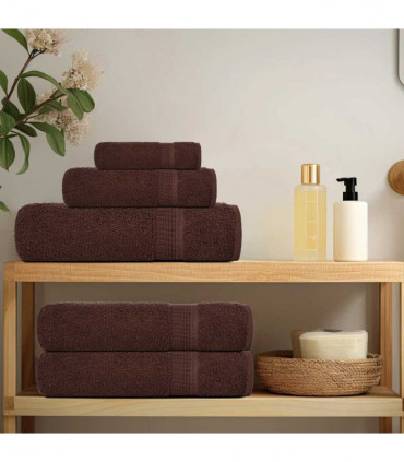 vidaXL 6 Piece Towel Set Brown 360 gsm 100% Cotton