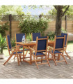 vidaXL 7 Piece Garden Dining Set Solid Wood Acacia and Textilene