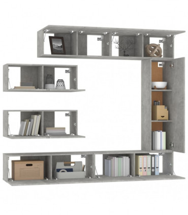 vidaXL 7 Piece TV Cabinet Set Concrete Grey Engineered Wood