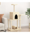 vidaXL Cat Tree with Sisal Scratching Posts Cream 122 cm