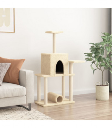 vidaXL Cat Tree with Sisal Scratching Posts Cream 122 cm