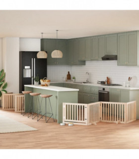 vidaXL Dog Gate with Door Foldable 10 Panels 800 cm Poplar Wood