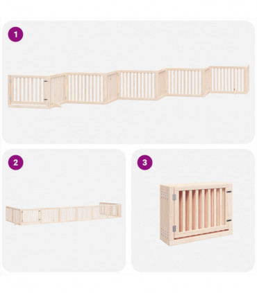 vidaXL Dog Gate with Door Foldable 10 Panels 800 cm Poplar Wood