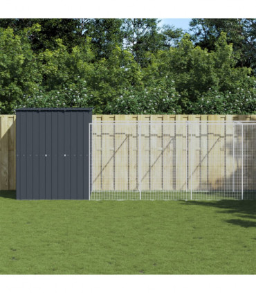 vidaXL Dog House with Run Anthracite 165x1067x181 cm Galvanised Steel