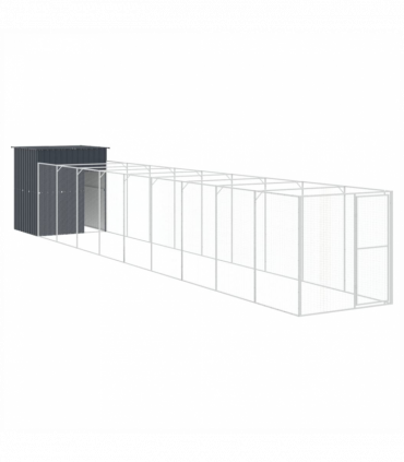 vidaXL Dog House with Run Anthracite 165x1067x181 cm Galvanised Steel