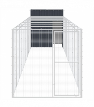 vidaXL Dog House with Run Anthracite 165x1067x181 cm Galvanised Steel