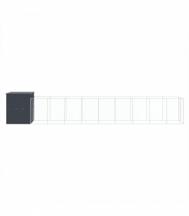 vidaXL Dog House with Run Anthracite 165x1067x181 cm Galvanised Steel