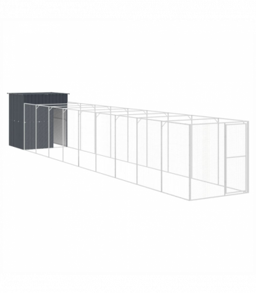 vidaXL Dog House with Run Anthracite 165x1067x181 cm Galvanised Steel