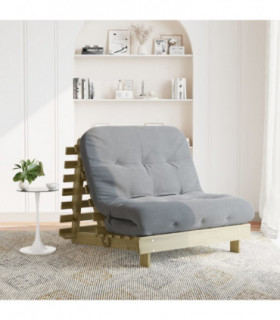 vidaXL Futon Sofa Bed with Mattress 100x206x11 cm Impregnated Wood Pine