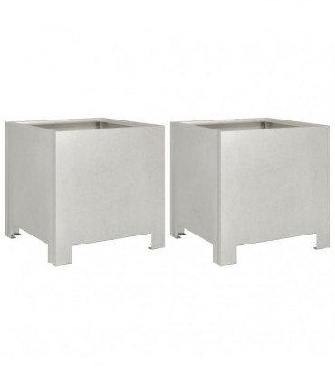 vidaXL Garden Planters 2 pcs 30x30x30 cm Stainless Steel