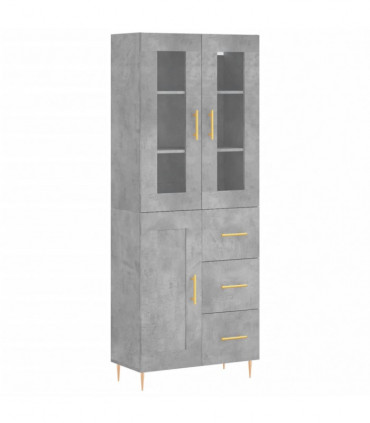 vidaXL Highboard Concrete Grey 69.5x34x180 cm Engineered Wood