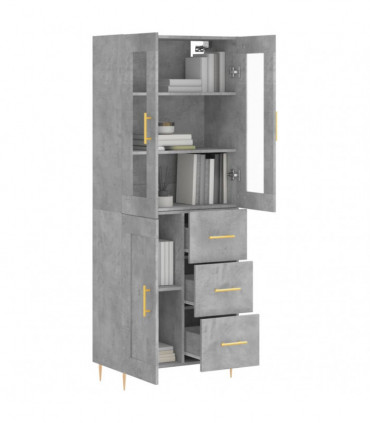 vidaXL Highboard Concrete Grey 69.5x34x180 cm Engineered Wood