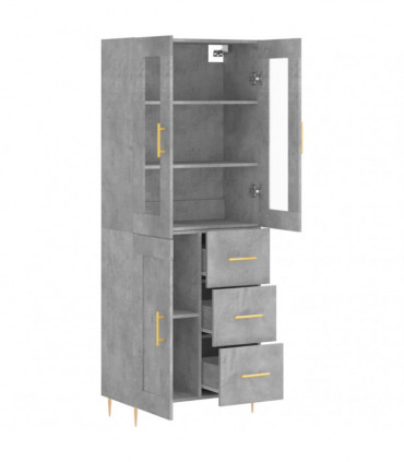 vidaXL Highboard Concrete Grey 69.5x34x180 cm Engineered Wood