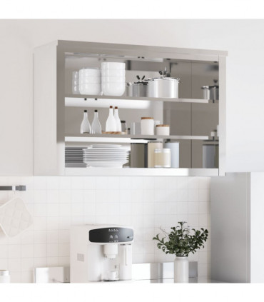 vidaXL Kitchen Wall Cabinet with Shelves Stainless Steel